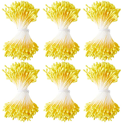 Yellow 6Bundles Gypsum Artificial Flower Heart Core, Yellow, 59x2mm