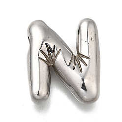 Letter N 304 подвески из нержавеющей стали, буквенное очарование, анти-тускнение, Письмо N, 19x16x5 мм, отверстие : 3.4x2 мм