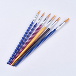 Mixed Color Plastic Art Brushes Pen Value Sets, Mixed Color, 178~200x5~7mm, 6pcs/set