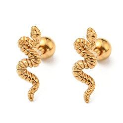 Золотой Ионное покрытие (ip) 304 серьги-гвоздики из нержавеющей стали, хрящевые серьги, змея, золотые, 13x4 мм