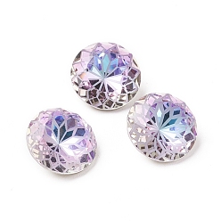 Светло-витражный K 9 стеклянные стразы с остроконечными кабошонами, случайное цветное покрытие, граненые, алмаз, цветочным узором, витражный свет, 14x7 мм