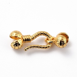 Real 18K Gold Plated Eco-Friendly Brass S-Hook Clasps, Cadmium Free & Lead Free, Real 18K Gold Plated, 23.5x8.5x5.5mm