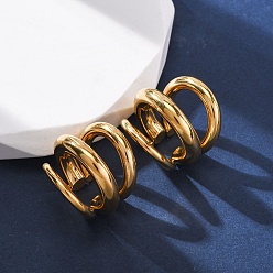 Настоящее золото 18K Тройная с-образная 304 серьги-манжеты из нержавеющей стали, женские серьги без пирсинга, реальный 18 k позолоченный, 19.5x20 мм