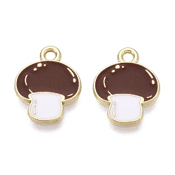 Oro Colgantes de la aleación del esmalte, encantos de hongos, dorado, 14.5x11.5x1 mm, agujero: 1.6 mm