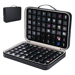 Черный Органайзеры для бриллиантов из искусственной кожи, в комплекте 96небольшие квадратные пластиковые чехлы из АБС-пластика и 1ткань, откидные крышки и губка, для драгоценных камней, алмаз, чёрные, 22.2x30.2x6 см, маленькая коробка: 2.95x2.95x1.6 см