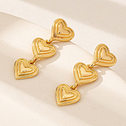 Золотой Серьги-гвоздики из сплава ко Дню святого Валентина, сердце, золотые, 35x10 мм