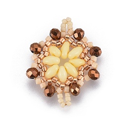 Светло-хаки Японский бисер miyuki & toho ручной работы ссылки, Ткацкий станок, цветок, светлый хаки, 24~25.6x19~19.2x3.2~3.6 мм, отверстие : 1.5~1.6 мм