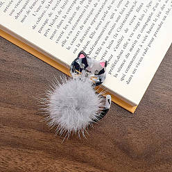 Гейнсборо Заколки для волос из плюшевой целлюлозы и ацетата аллигатора, аксессуары для волос для женщин и девочек, форма кошки, светло-серые, 53 мм