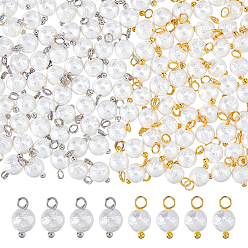 (52) Непрозрачная лаванда 120 шт. 2 цвета морщинистые текстурированные ракушки жемчужные круглые подвески, с медными петлями, белые, разноцветные, 10.5x5.5 мм, отверстие : 2 мм, 60 шт / цвет