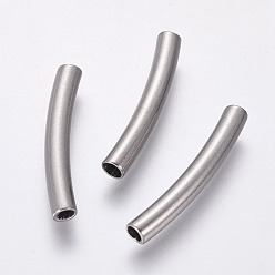 Stainless Steel Color Non-Tarnish 304 Stainless Steel Curved Tube Beads, Stainless Steel Color, 20x3mm, Hole: 1.6mm