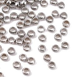 Stainless Steel Color 304 Stainless Steel Spacer Beads, Rondelle, Stainless Steel Color, 2x1mm, Hole: 1mm