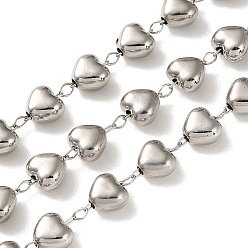 Платина Латунные сердечные цепи, без кадмия и без свинца, долговечный, стойки покрытие, несварные, с катушкой, платина, 5.5x6x4 мм