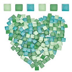 Зеленый Прозрачные стеклянные кабошоны, мозаичные плитки, для украшения дома или поделок, квадратный, зелёные, 10x10x4 мм, 200 шт / пакет