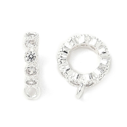 Серебро Латунные поручни из прозрачного кубического циркония с микропаве, петля под залог, долговечный, круглые кольца, серебряные, 13x10x3 мм, отверстие : 1.4 мм, внутренний диаметр: 6 мм