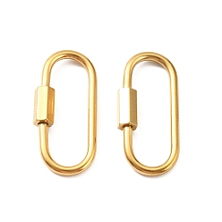 Rectangle 304 карабин с замком из нержавеющей стали, реальный 18 k позолоченный, ионное покрытие (ip), прямоугольные, 29x13x2 мм