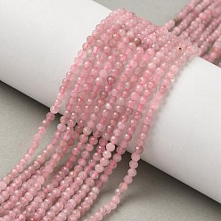 Розовый Кварц Природного розового кварца нитей бисера, круглые, граненые, 3 мм, отверстие : 0.6 мм, около 124~125 шт / нитка, 14.96"~15.35" (38~39 см)