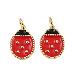 Коровка Латунные подвески, без кадмия, без никеля и без свинца, с эмалью и кольцами для прыжков, реальный 18 k позолоченный, коровка, 16x11x2 мм, отверстие : 3 мм