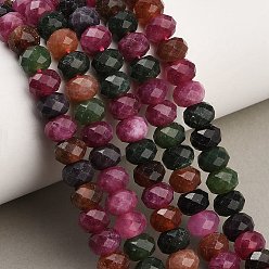 Rouge Violet Pâle Rangs de perles de jade blanc naturel teintées et facettées, rondelle, rouge violet pâle, 8x5.5~6mm, Trou: 1mm, Environ 64~66 pcs/chapelet, 14.76~15.16'' (37.5~38.5 cm)