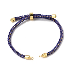 Bleu Royal Fabrication de bracelet coulissant en cordon de coton tressé, avec crémaillère en laiton, réel 18 k plaqué or, bleu royal, 8-5/8x1/8 pouce (22x0.3 cm), Trou: 2mm