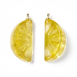 Золотистый Прозрачные смоляные подвески, оранжевые прелести, с платиновыми тонами, золотые, 32x13.5x11 мм, отверстие : 1.6 мм