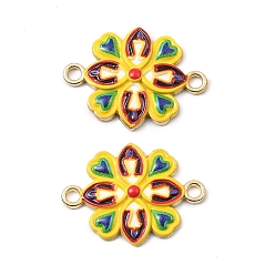 Золотой 3d печатные соединительные подвески из сплава, желтые цветочные ссылки, золотые, 19x25x3 мм, отверстие : 1.8 мм