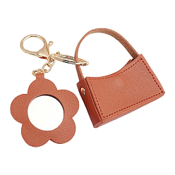 Верблюжий 1Портативная сумка-брелок из искусственной кожи для ПК, с цветочным зеркалом, золотые, верблюжие, 70x65 мм