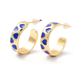 Сине-фиолетовый Серьги-гвоздики из настоящей позолоченной латуни 18k для женщин, серьга-кольцо с реечным покрытием, эмалированная серьга-кольцо с сердечком, без кадмия и без свинца, синий фиолетовый, 6x19 мм, штифты : 1 мм