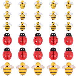 (52) Непрозрачная лаванда 60 шт 3 стили кабошоны из непрозрачной смолы, пчелы и божья коровка, разноцветные, 13~20x13~18x8 мм