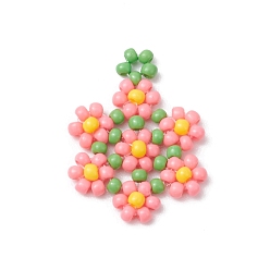 Бледно-Розовый Бисер бисерные подвески, цветок подвески, розовый жемчуг, 23x18x3 мм, отверстие : 1.5 мм