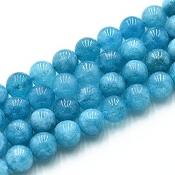 Темно-Голубой Природного кварца нитей бисера, окрашенные, круглые, имитация амазонит, глубокое синее небо, 8~8.5 мм, отверстие : 0.9~1 мм, около 45~47 шт / нитка, 14.96~15.35 дюйм (38~39 см)