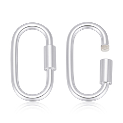 Посеребрённый 2шт. 925 Карабин с фиксатором из стерлингового серебра, овальные, 925 серебро покрытием, 16x8 мм