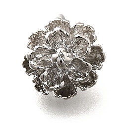 Платинированный Латунь прелести, без кадмия, без никеля и без свинца, цветок, Реальная платина, 11x10.5x7 мм, отверстие : 3 мм