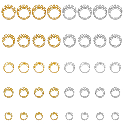 Платиновый & Золотой 40шт 10 стиль латунные пришивные штыревые настройки, филигранные оправы с открытой спиной для заостренных страз, плоско-круглые, платиной и золотом, лоток : 6~14 мм, 7.5~16x5~8 мм, отверстие : 0.8 мм, 4 шт / стиль