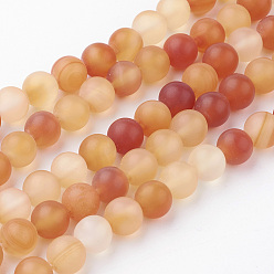 Carnelian Natural Carnelian Bead Strands, Round, Frosted, 8~8.5mm, Hole: 1mm, about 45~47pcs/strand, 14.9 inch(38cm)