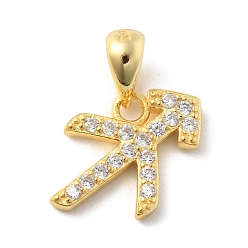 Стрелец 925 подвески из стерлингового серебра с прозрачным микропаве и цирконием, обереги двенадцати созвездий, золотые, Стрелец, 10~16x10~15.5x1.5~2 мм, отверстие : 2.5x5 мм