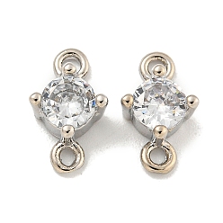 Платина Покрытие стойки из латуни, звенья из прозрачного кубического циркония, подвески с плоским круглым разъемом, долговечный, без свинца и без кадмия, платина, 11x6x3.5 мм, отверстие : 1.4 мм