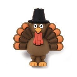 Цыпленок Силиконовые бусины на День благодарения, фокусные бусы, коричневые, цыпленок, 35x31x19 мм, отверстие : 2 мм