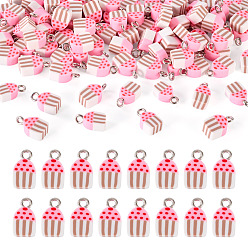Pink 100 брелоки из полимерной глины ручной работы., с железной фурнитурой, розовые, 12.5x7x4.5 мм, отверстие : 1.8 мм