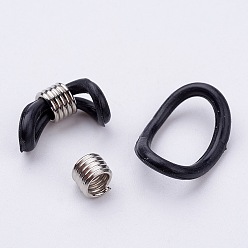 Платина Держатели силиконовой очковые, с железной фурнитурой, чёрные, платина, 16x6.5 мм