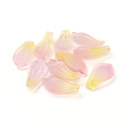 Разноцветный Стеклянные подвески, золотой фольгой, матовые, окрашенная и подогревом, лепесток, красочный, 19x10x3 мм, отверстие : 1 мм