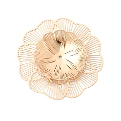 Light Gold Железа филигранные подвески, двухслойный цветочный кулон, золотой свет, 37x38x5 мм, отверстие : 1.5 мм