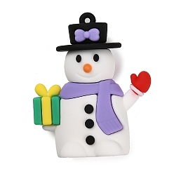 Снеговик Рождественские пластиковые большие подвески из пвх, снеговик, 51.5x42x19 мм, отверстие : 2 мм