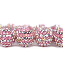 Кристалл Бусины со стразами из смолы, круглый с узором в полоску, для изготовления ювелирных изделий DIY, ручки и поделки из бисера, кристалл, 20x17.5 мм, отверстие : 2.7 мм