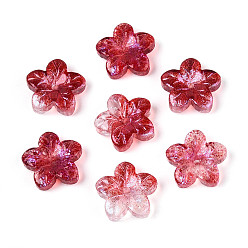 (123L) Белый крем непрозрачный блеск Выпечка расписные прозрачные стеклянные бусины, 5-лепестков цветка, с блеском порошок, огнеупорный кирпич, 12~12.5x12.5~13x3.5~4 мм, отверстие : 1.2~1.4 мм, Около 1695 шт / 1000 г