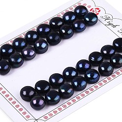 Прусский Синий Бусины из натурального культивированного пресноводного жемчуга класса 3А, половине просверлил, полукруглый, берлинская лазурь, 10~10.5x7~8 мм, отверстие : 0.9 мм