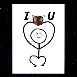 Тигровый глаз Натуральные украшения в форме сердца тигрового глаза, с бумажными карточками, фигурка для украшения дома, энергетический камень рейки для исцеления, 15 мм