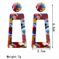 Разноцветный Серьги-гвоздики из сплава уксусной кислоты, плоский круглый с трапецией, золотые, красочный, 63x27 мм