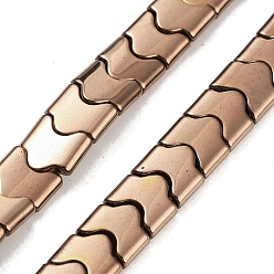 с Покрытием Меди Синтетических немагнитных гематит бисер нитей, долговечный, форма волны, 2-луночное, с медным покрытием, 7.5~8x8x3 мм, отверстие : 1 мм, около 68 шт / нитка, 15.35'' (39 см)