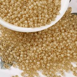 (RR677) Silverlined Gold Opal MIYUKI Round Rocailles Beads, Japanese Seed Beads, 8/0, (RR677) Silverlined Gold Opal, 3mm, Hole: 1mm, about 19000~20500pcs/pound