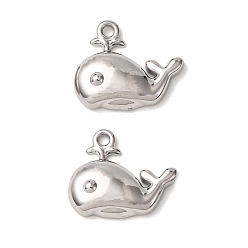 Whale Океанская тема 304 подвески из нержавеющей стали, кит, 9.5x11x2.5 мм, отверстие : 1 мм